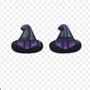 Witch Hat Stud Earrings - Black & Purple